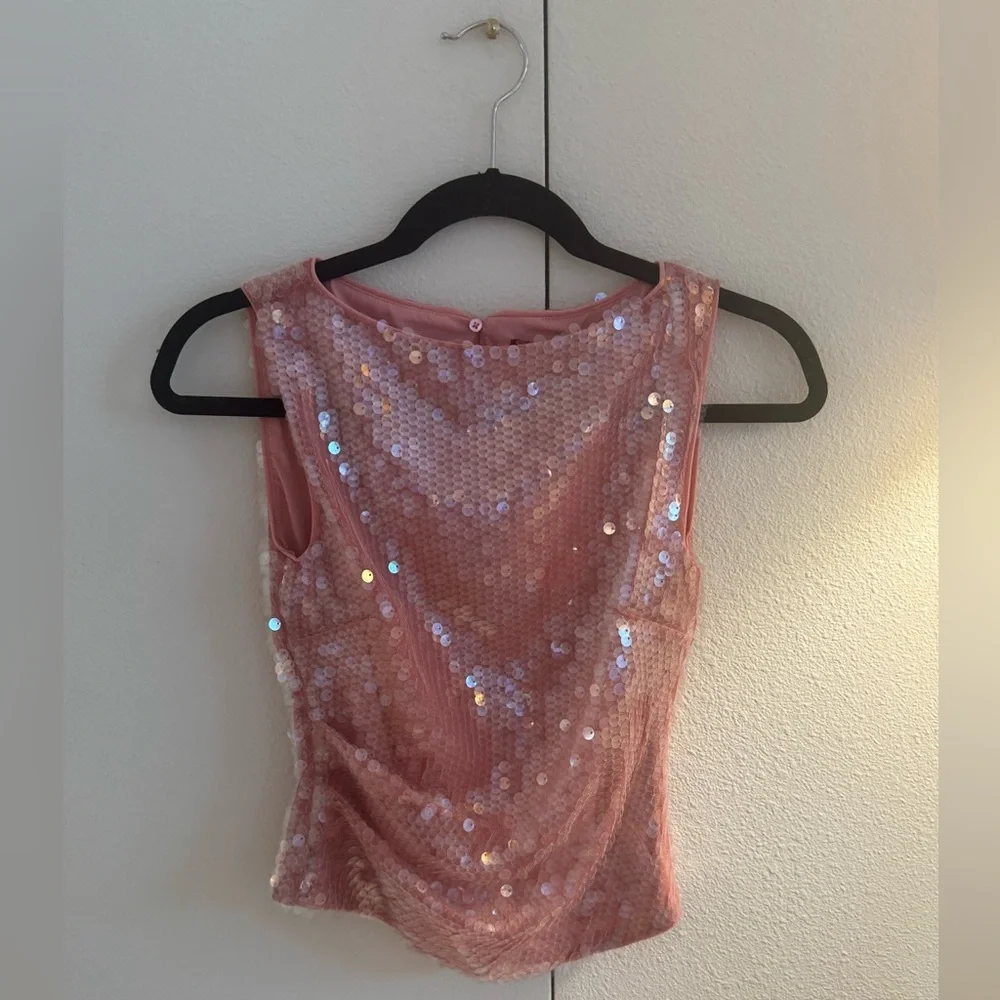 Staud Eton Sequin Top in Pink - Picture 2 of 4